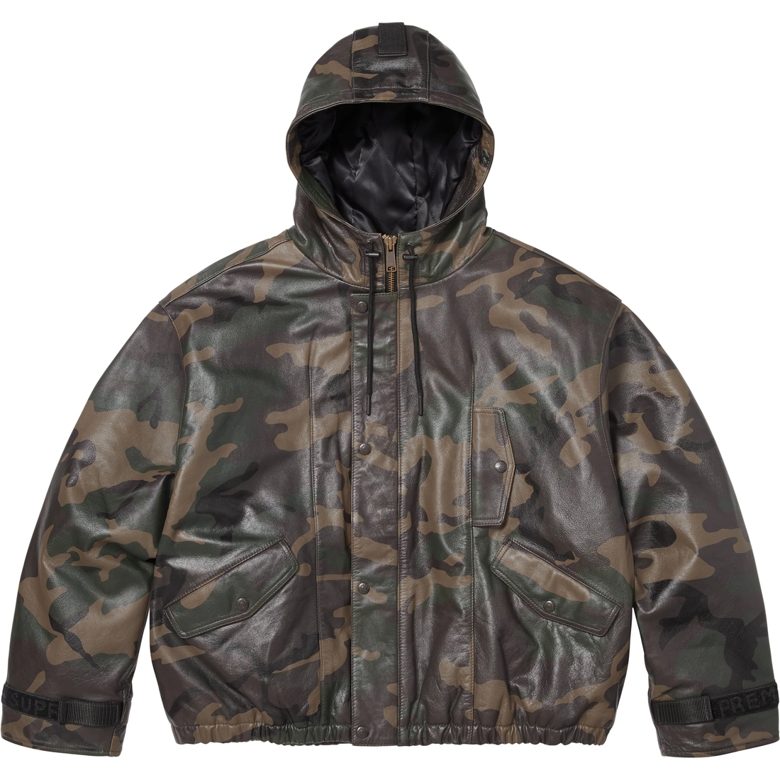 Supreme Supreme Marithé + François Girbaud Hooded Leather Flight Bomber Jacket (SS25) - Woodland Camo