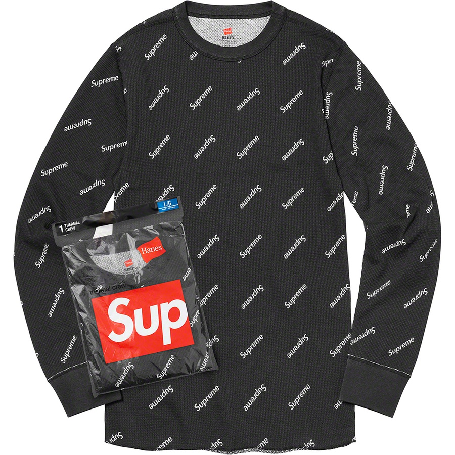 Supreme Supreme Hanes Thermal Crew (1 Pack) (FW20) - Black Logos - $26