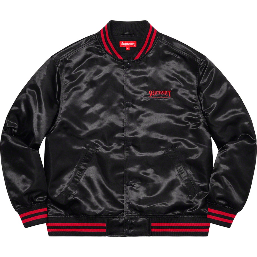 Supreme Supreme Thrasher Satin Varsity Jacket (FW21) - Black - $198