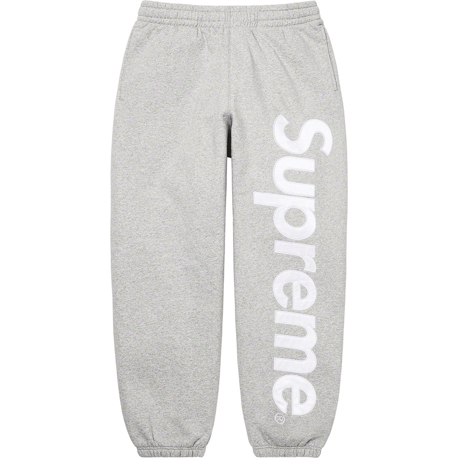Supreme Satin Appliqué Sweatpant (FW22) - Heather Grey - $148