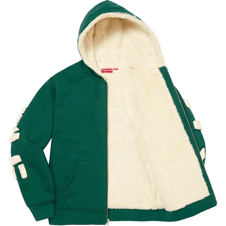 Supreme Faux Fur Lined Zip Up Hooded Sweatshirt (FW22) - Dark Green - $198
