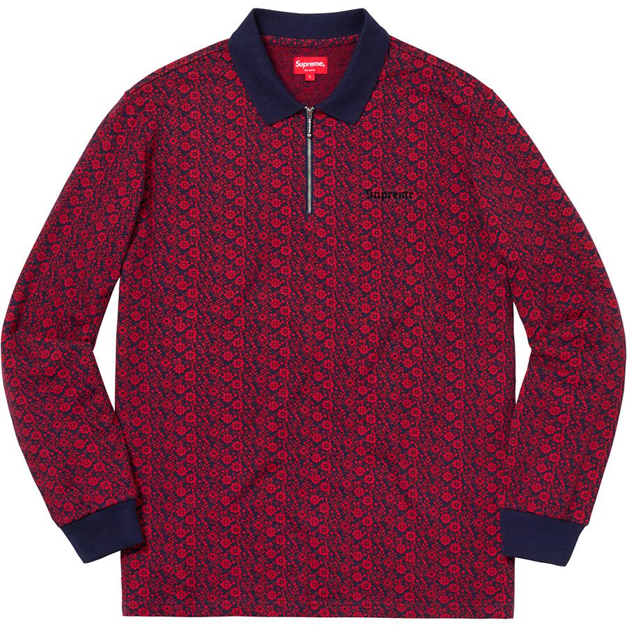 Supreme Floral Jacquard Zip L S Polo (FW18) - $110