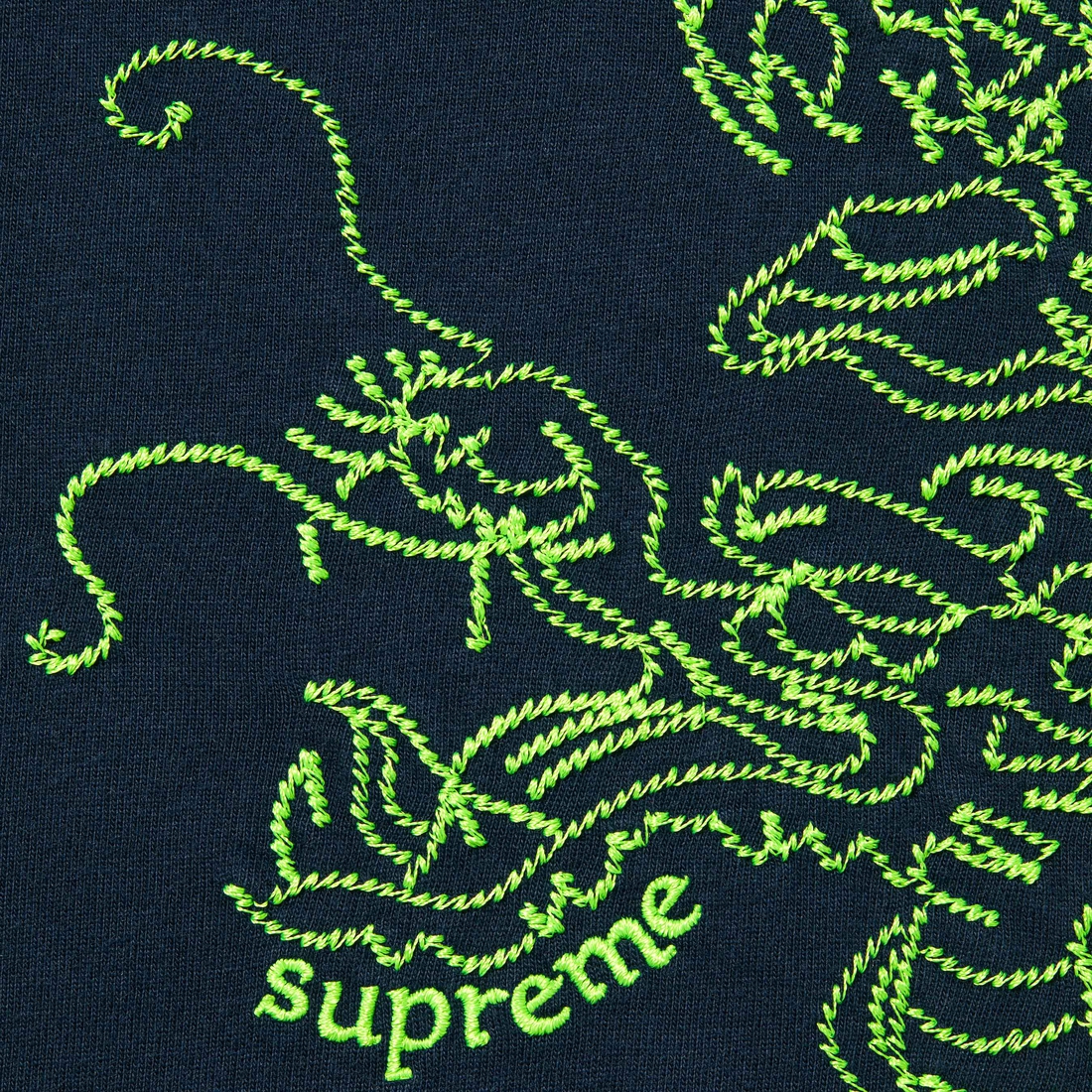 Supreme Dragon Embroidered L S Top (FW24) - Navy - $98