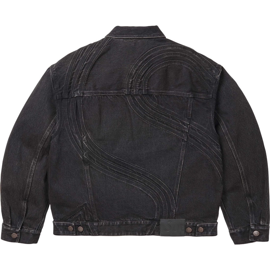 Supreme S Logo Denim Trucker Jacket (SS24) - Washed Black - $348