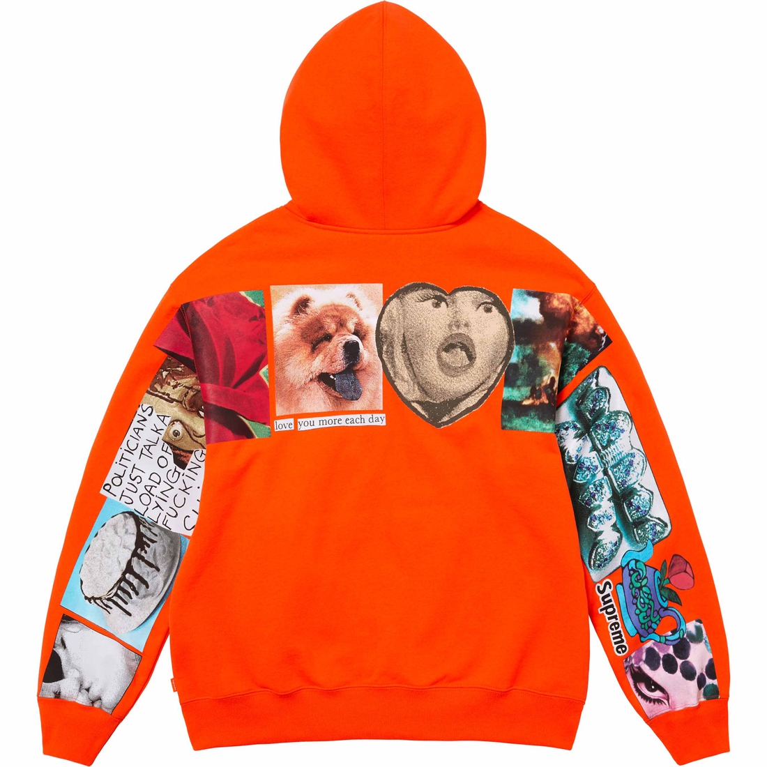 Supreme Spread Zip Up Hooded Sweatshirt (SS24) - Bright Orange - $178